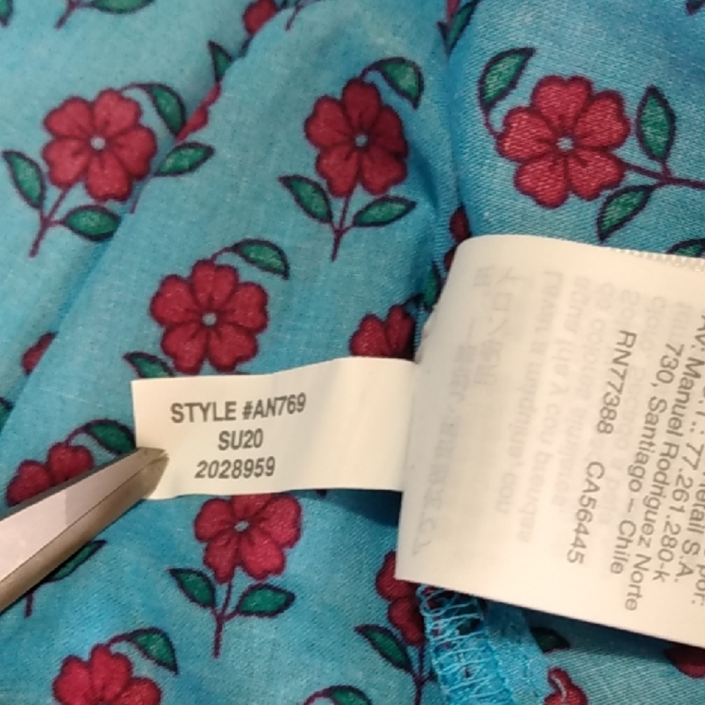 J. Crew Re-imagined Blue Button-up Floral Shirt with Pink Floral Accents WMNS -M - Picture 9 of 15